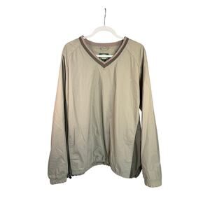 CABELA'S Beige V Neck Pullover Mens Large Windbreaker Jacket Pockets